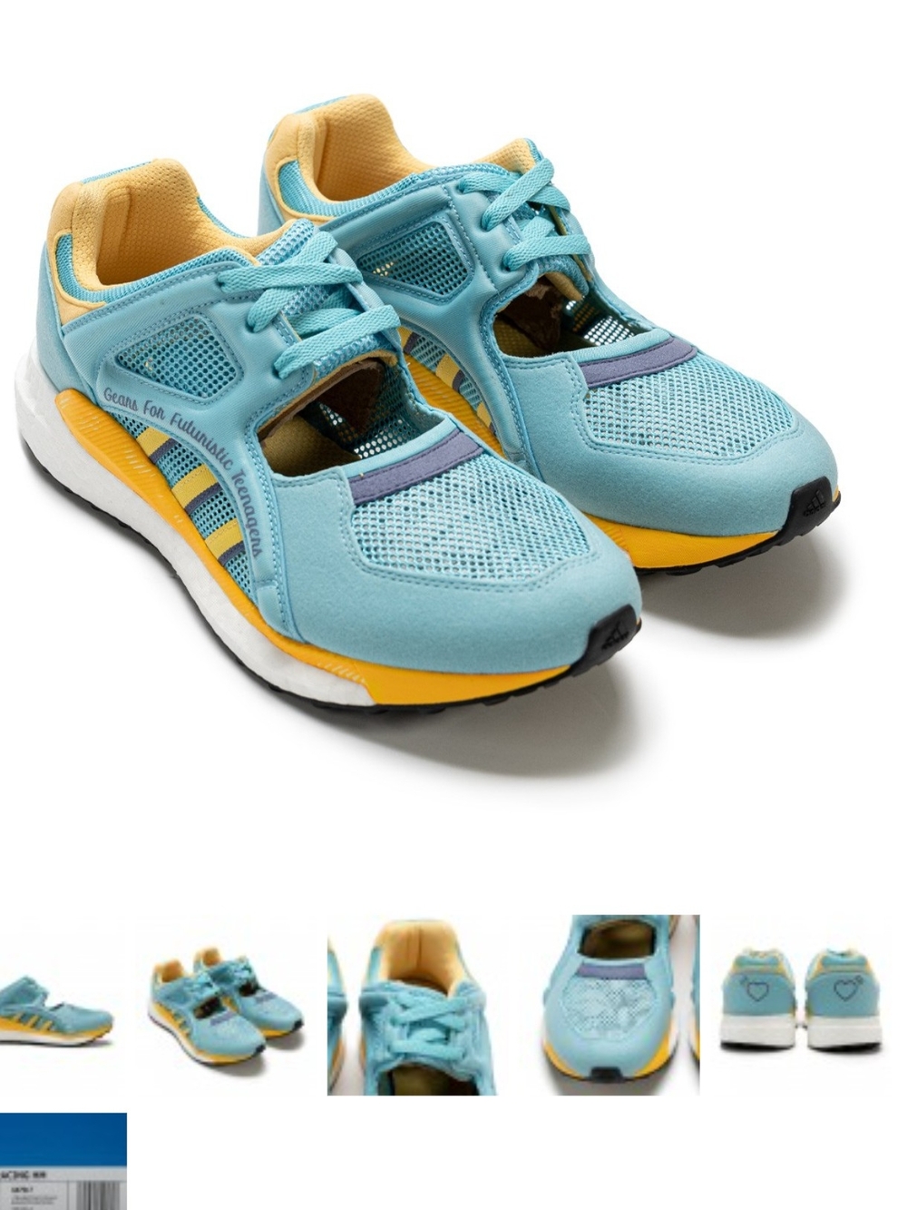 adidas × Human Made Men EQT Racing Light Blue Yellow Mesh Sneakers
